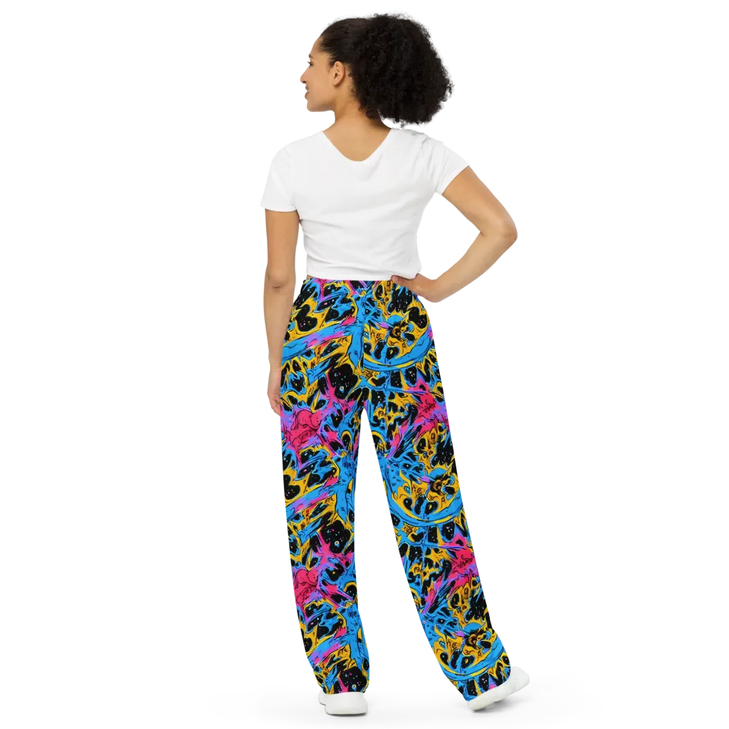 Electric Inkstorm on Wide-Leg Pants — Back