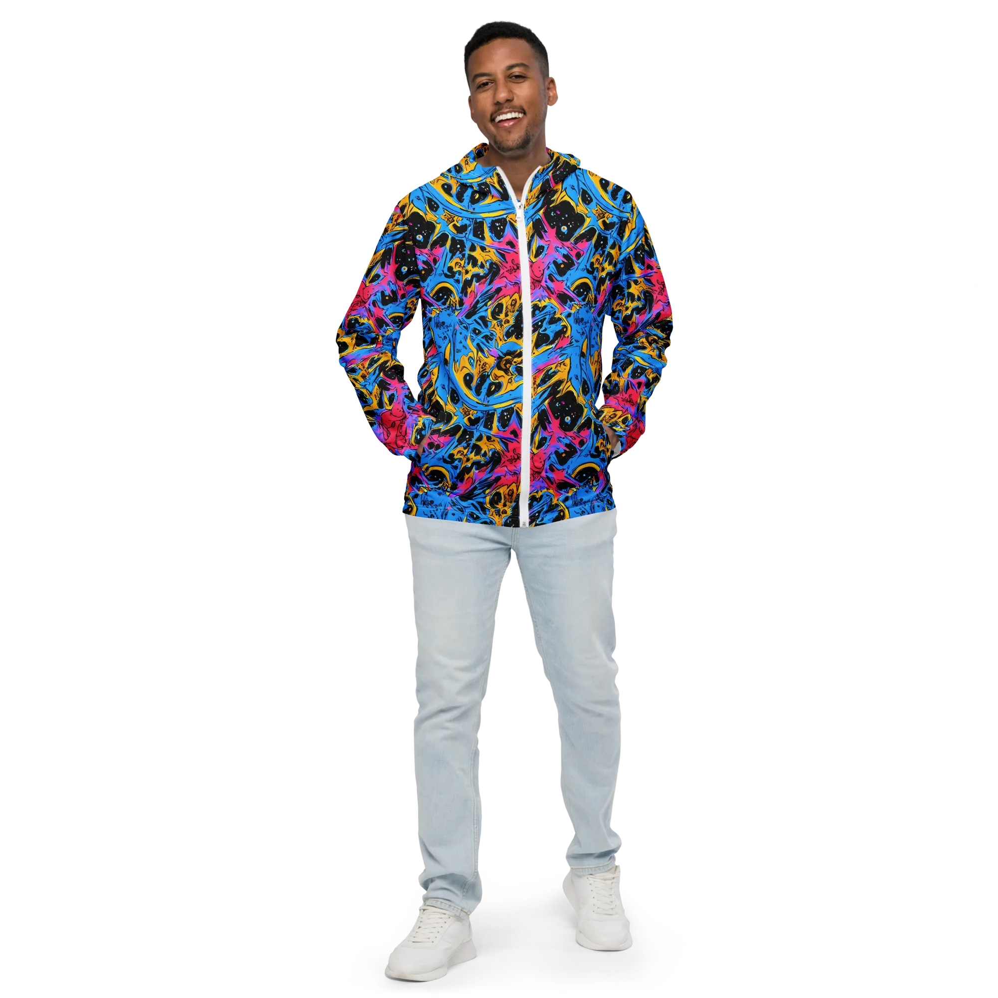 Electric Inkstorm on Men's Windbreaker — Front