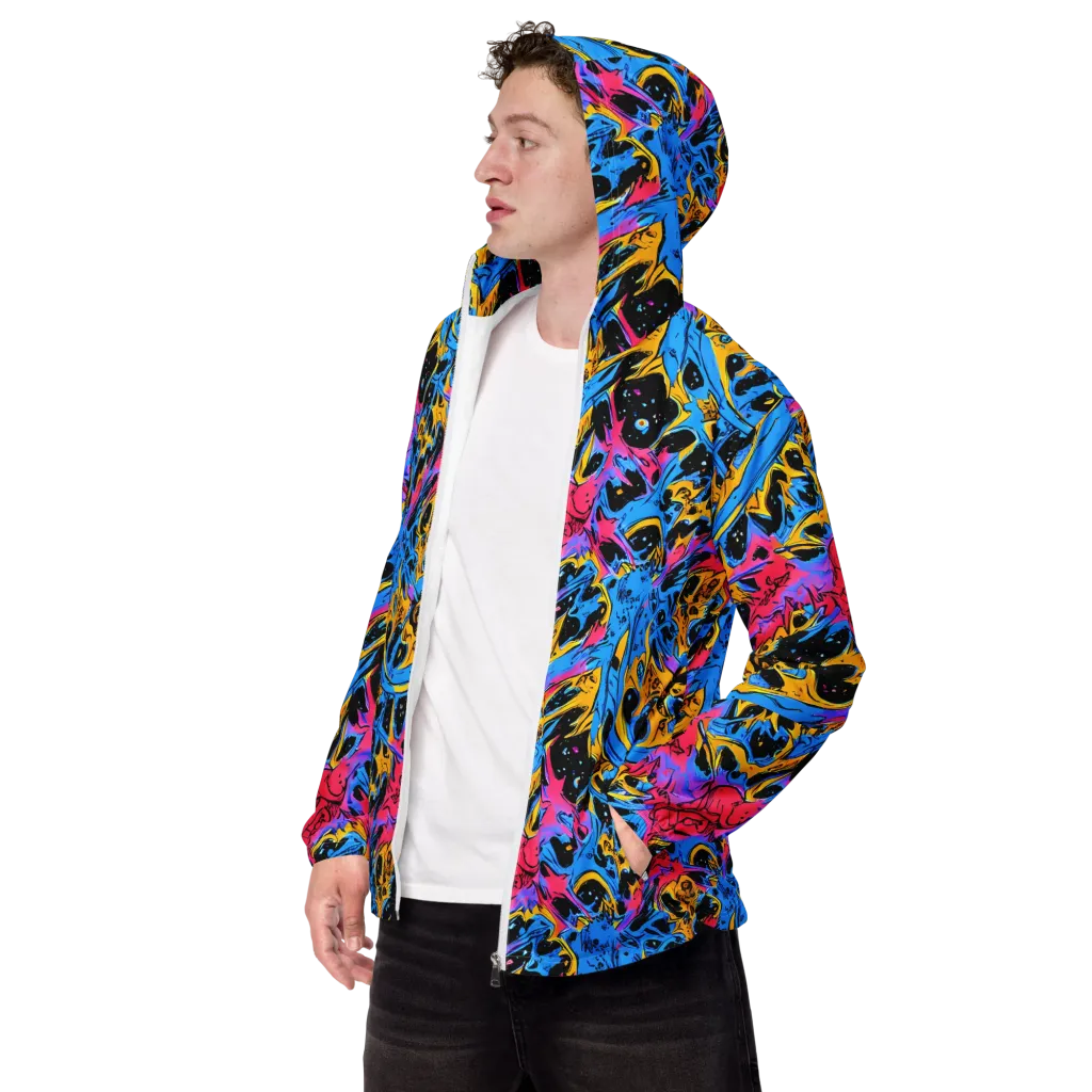 Electric Inkstorm on Men's Windbreaker — Left Front