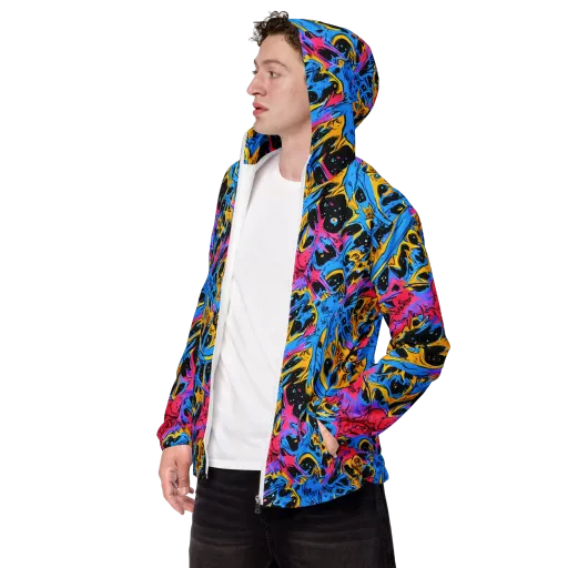 Electric Inkstorm on a Men's Windbreaker