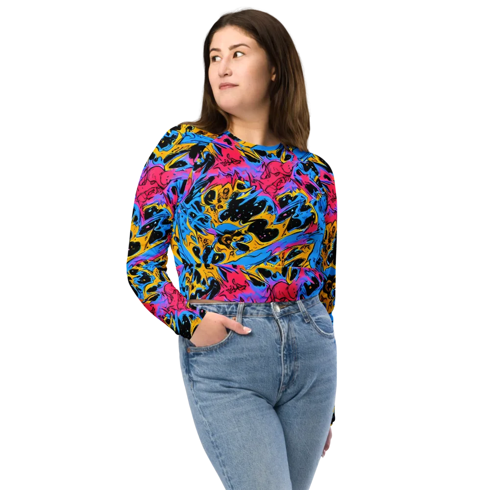 Electric Inkstorm on Long Sleeve Crop Top — Front