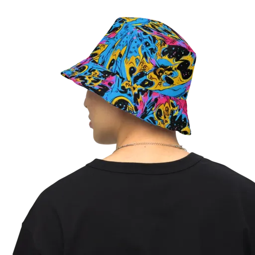 Electric Inkstorm on a Reversible Bucket Hat