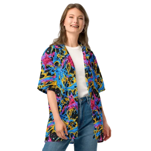 Electric Inkstorm on a Button Shirt
