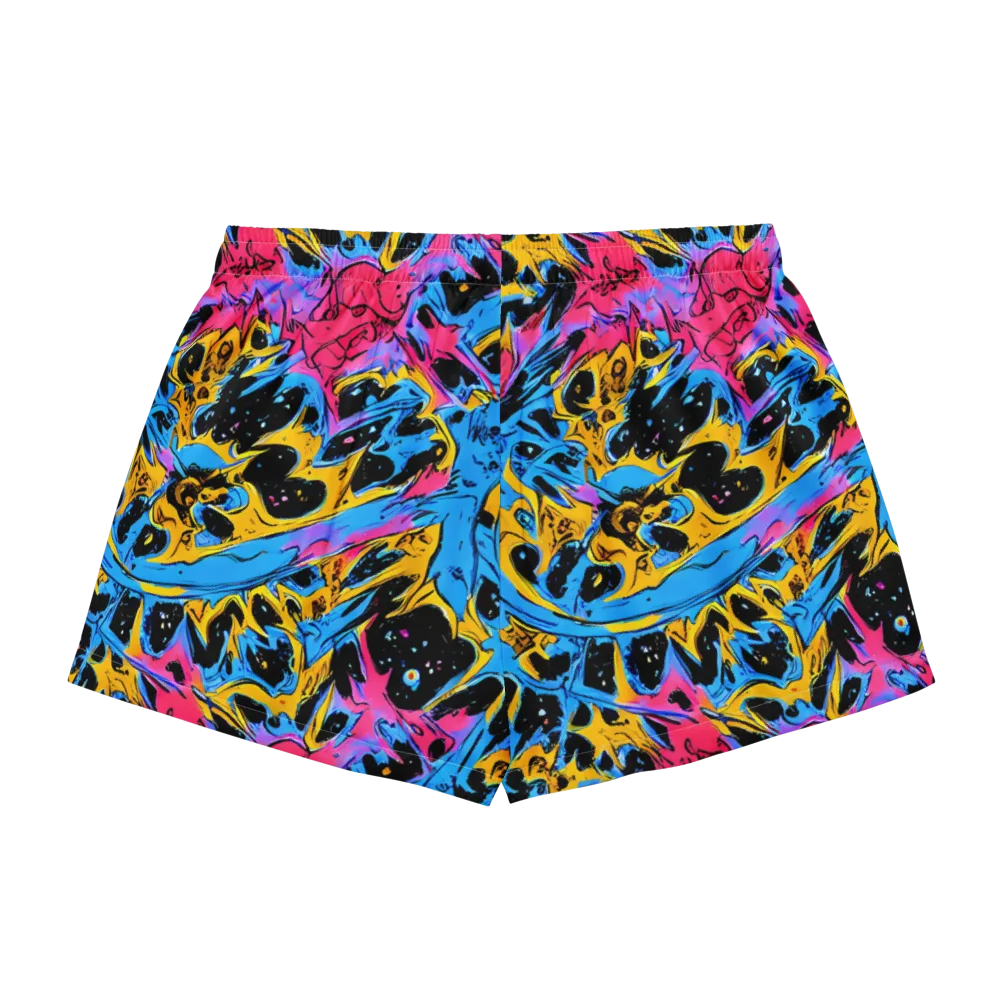 Electric Inkstorm on Women's Pajama Shorts — Back