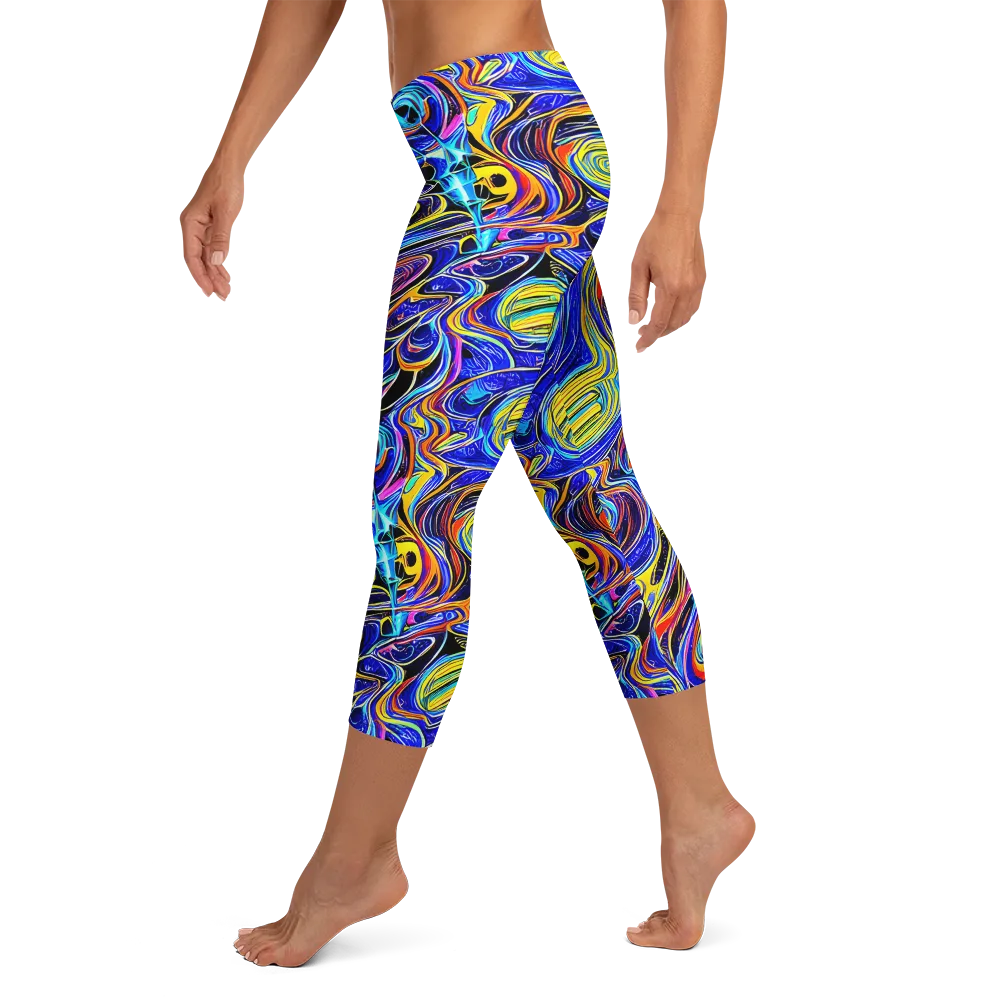 Sonic Saffron on Capri Leggings — Left