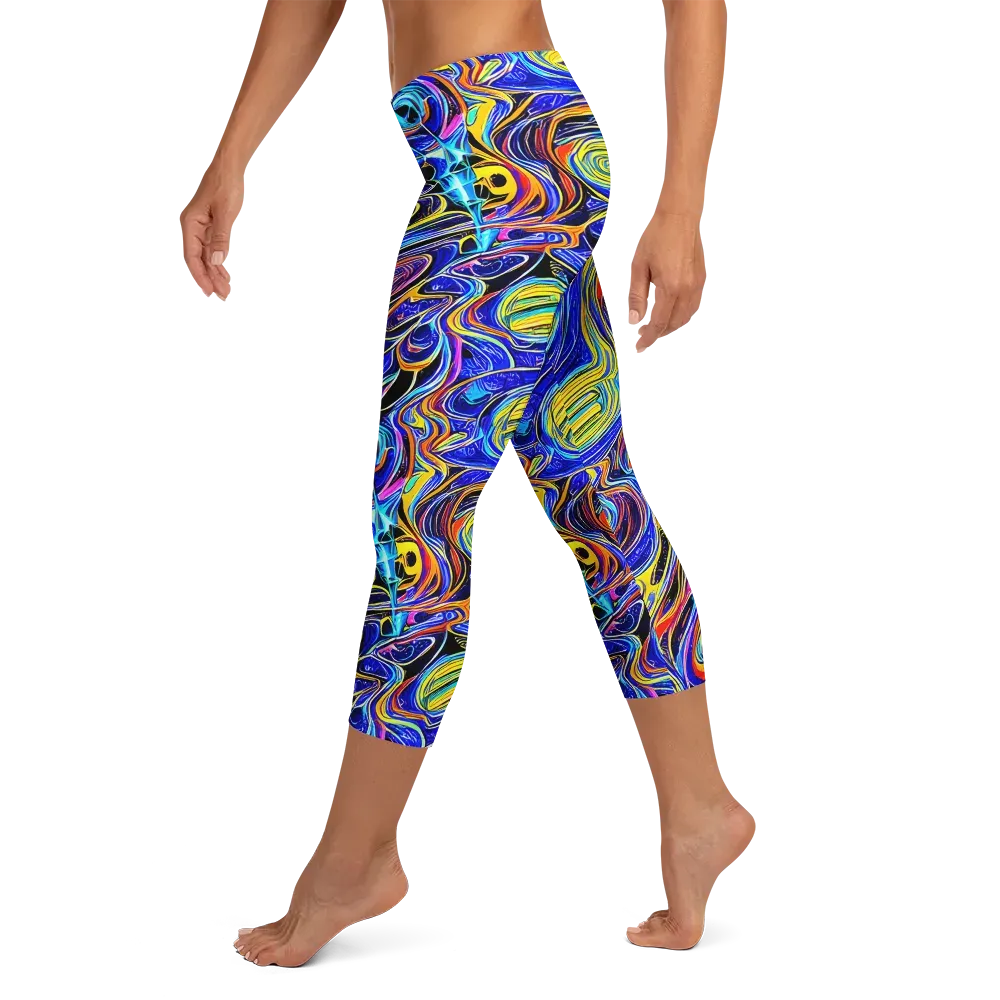 Sonic Saffron on Capri Leggings — Left