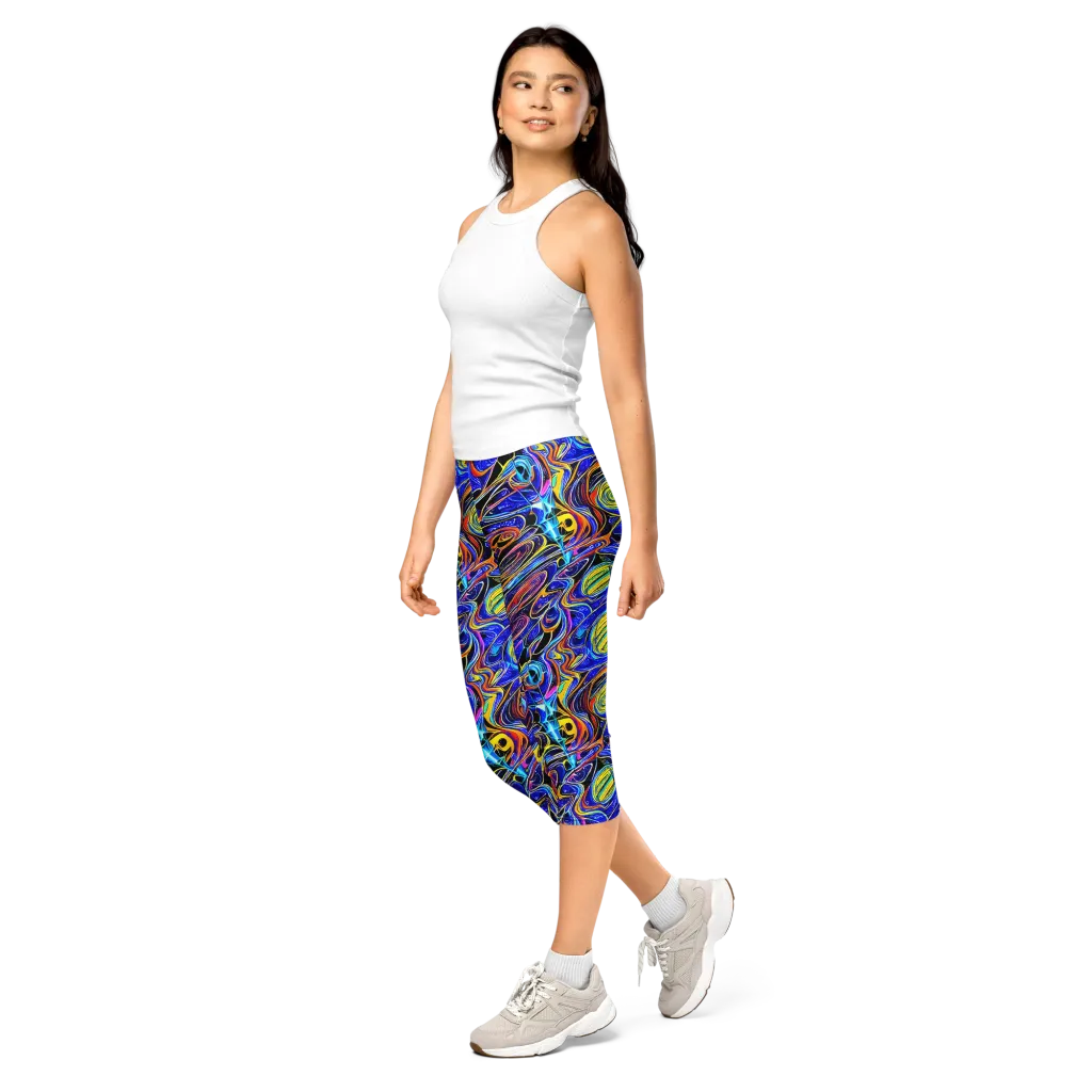 Sonic Saffron on Capri Leggings — Left Front