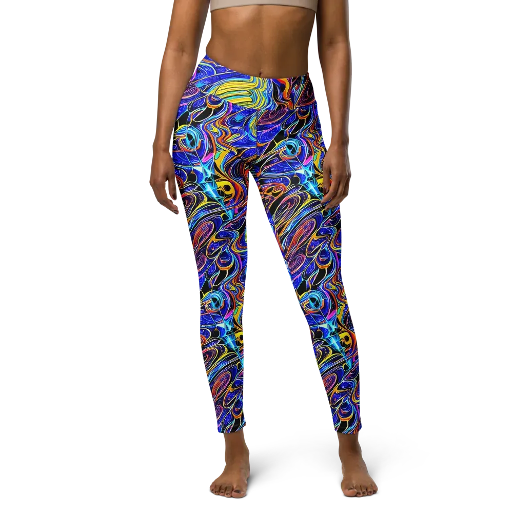 Sonic Saffron on Yoga Leggings — Front