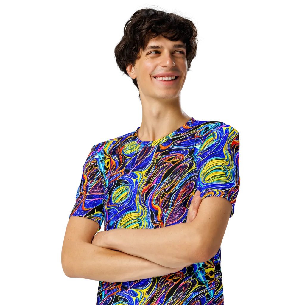 Sonic Saffron on Men's Crew Neck T-Shirt — Left Front