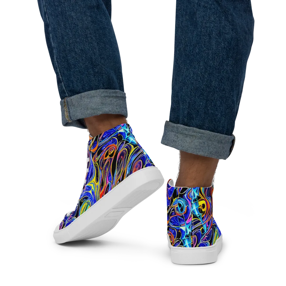 Sonic Saffron on Men's High Top Canvas Shoes — Back