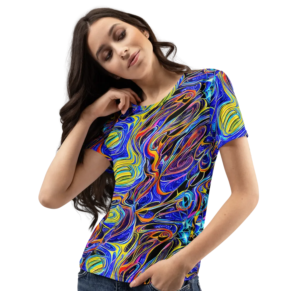 Sonic Saffron on Women's Crew Neck T-Shirt — Left Front