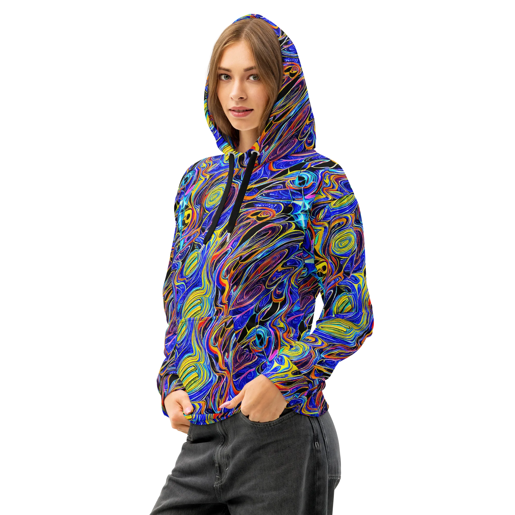Sonic Saffron on Cotton Hoodie — Left Front
