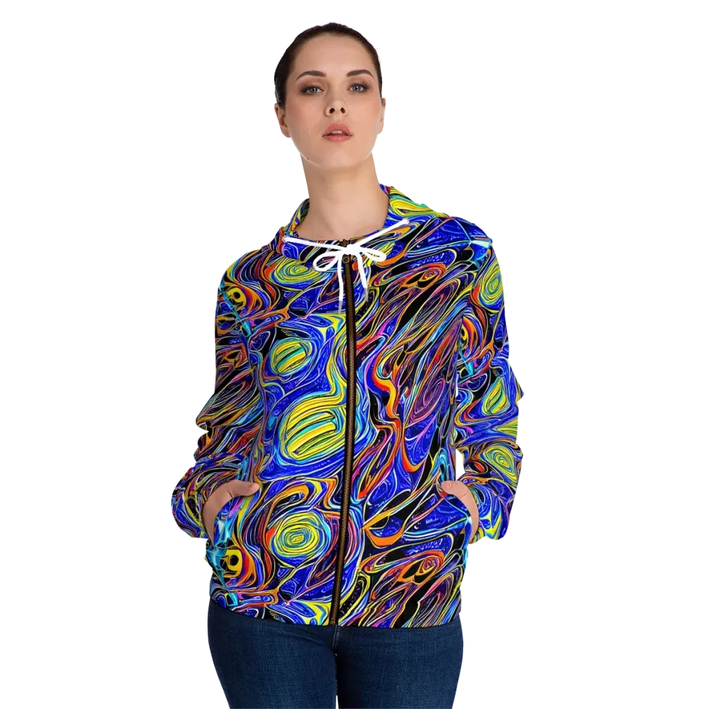 Sonic Saffron on Women's Full-Zip Hoodie — Front On Person