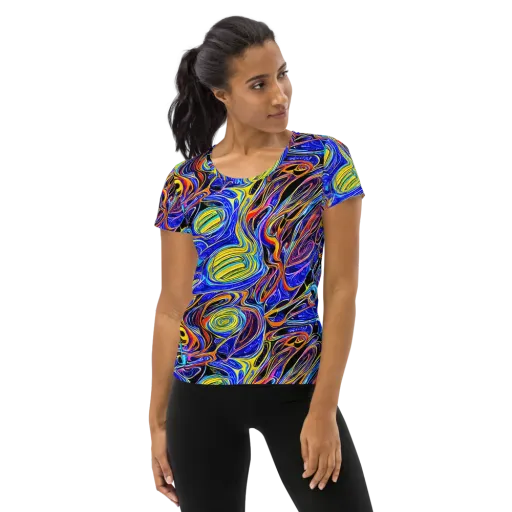 Sonic Saffron on a Women's Athletic T-Shirt