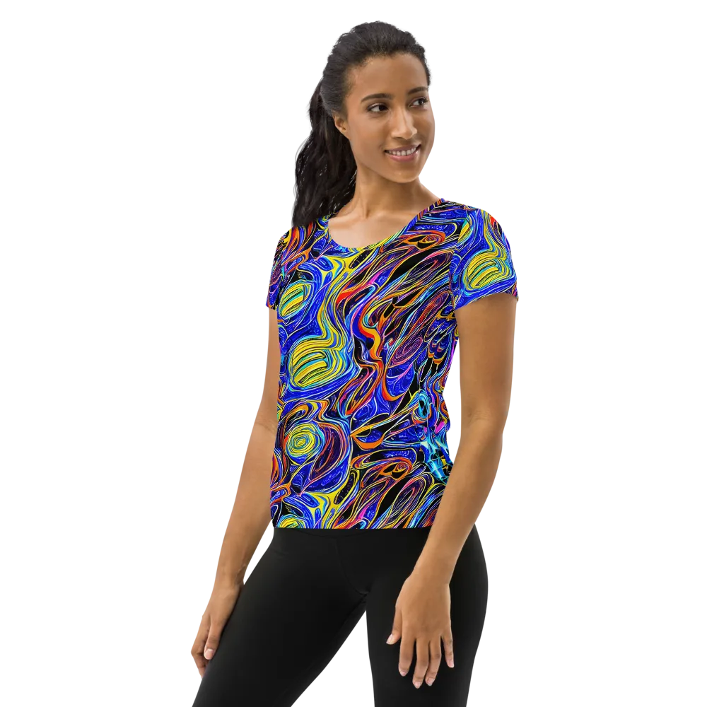 Sonic Saffron on Women's Athletic T-Shirt — Left