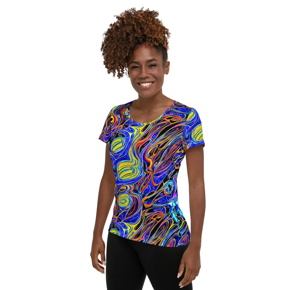 Sonic Saffron on Women's Athletic T-Shirt — Left