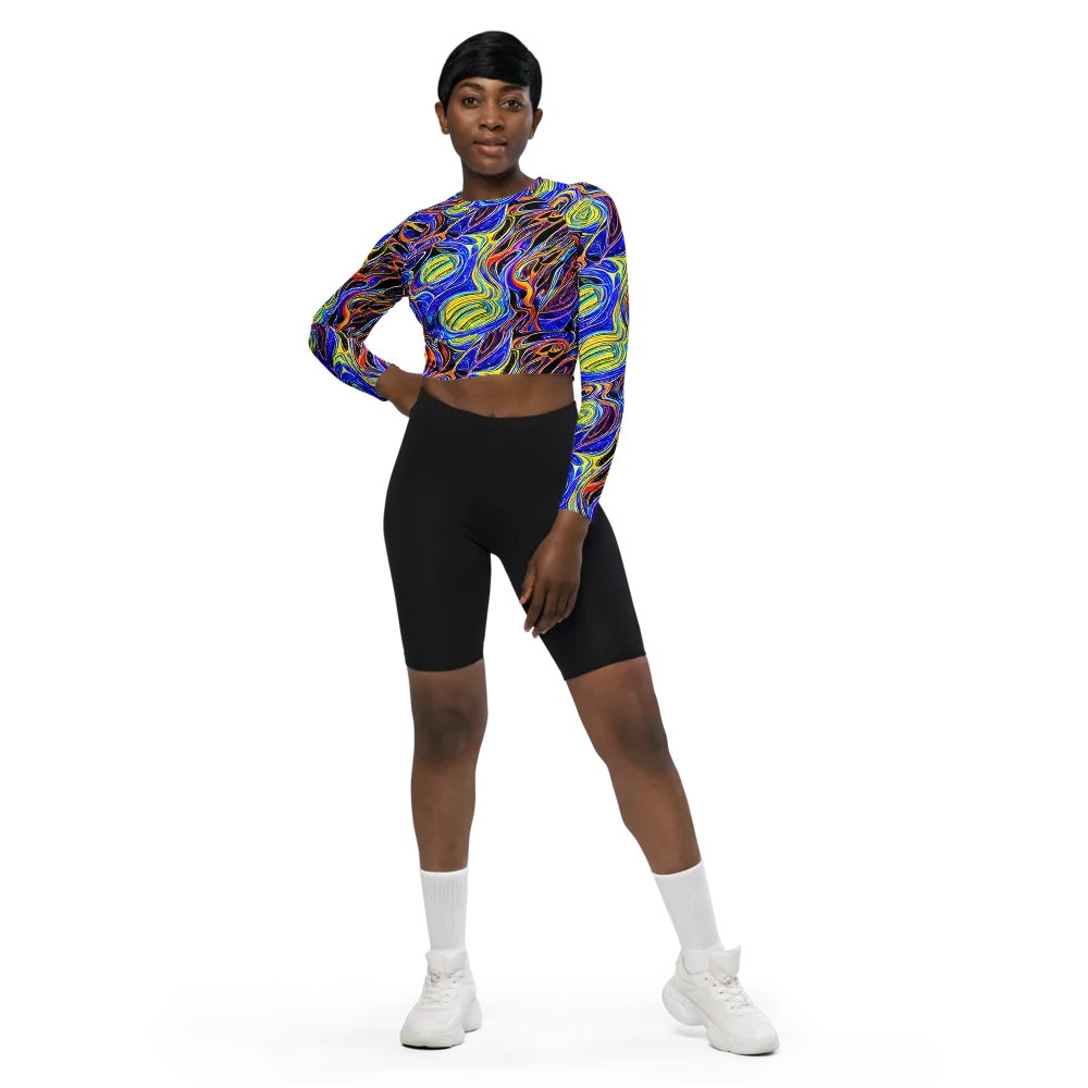 Sonic Saffron on Long Sleeve Crop Top — Front