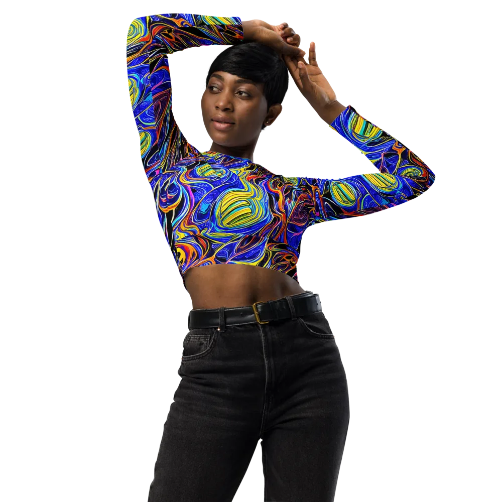 Sonic Saffron on Long Sleeve Crop Top — Front