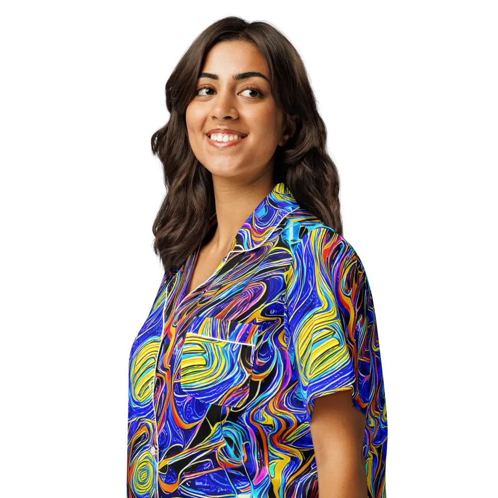 Sonic Saffron on Women's Short Sleeve Pajama Top — Left Front