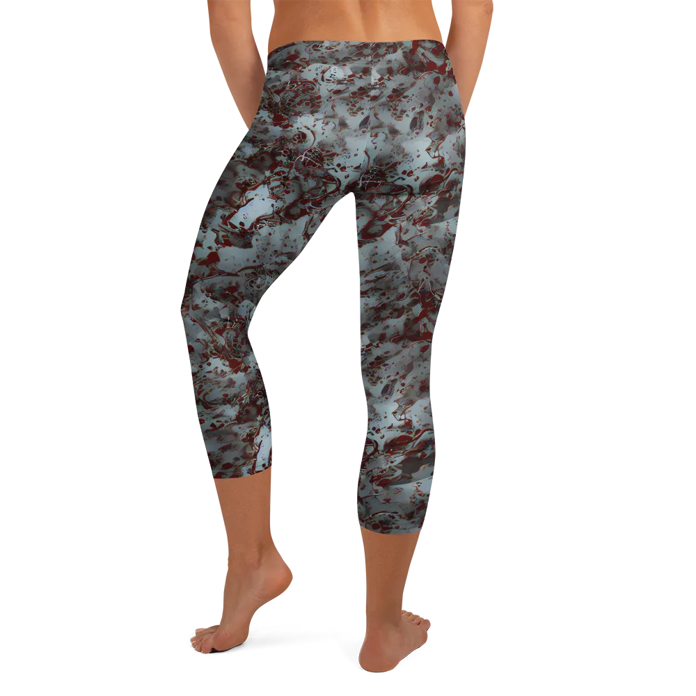 Crimson Undertow on Capri Leggings — Back