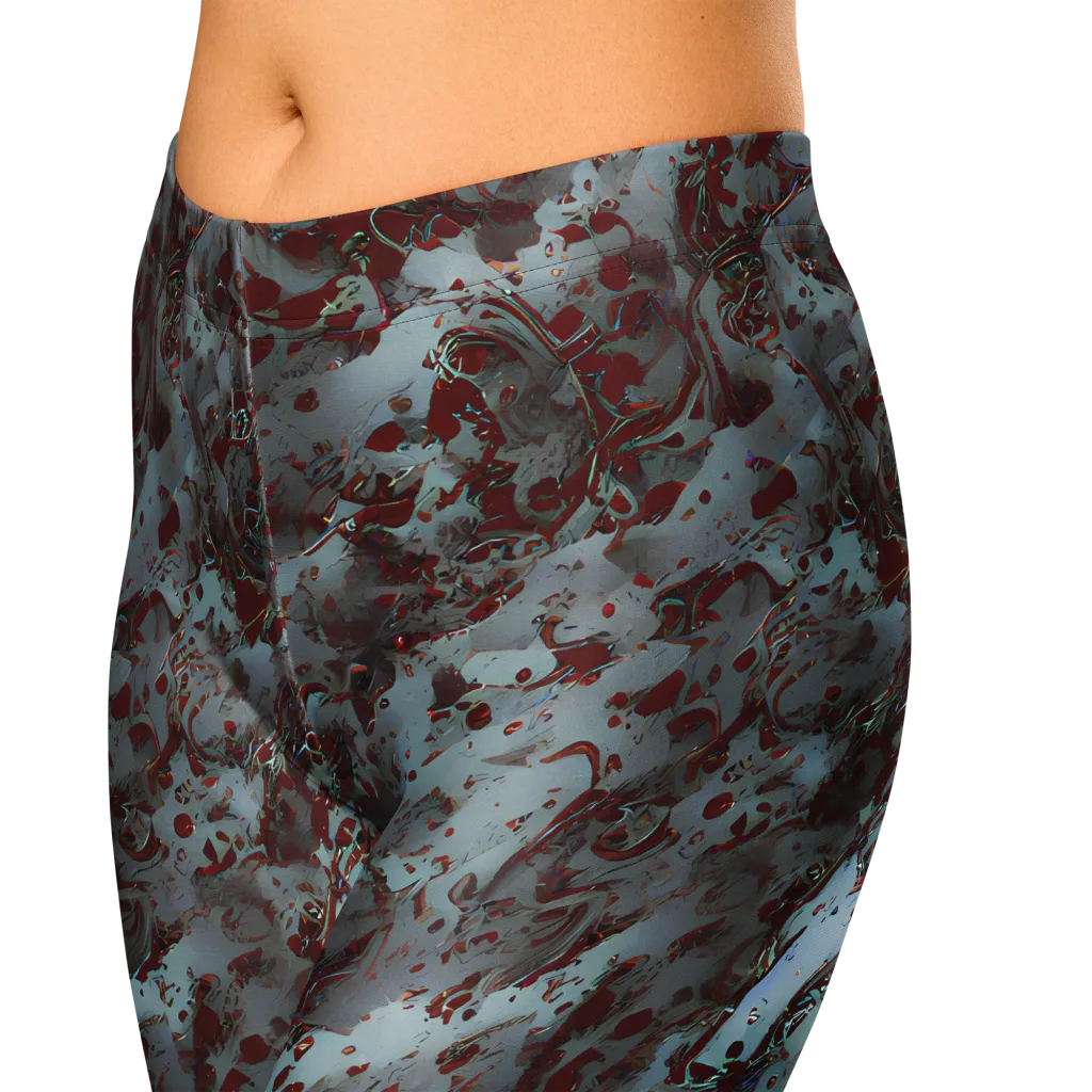 Crimson Undertow on Capri Leggings — Zoomed-in