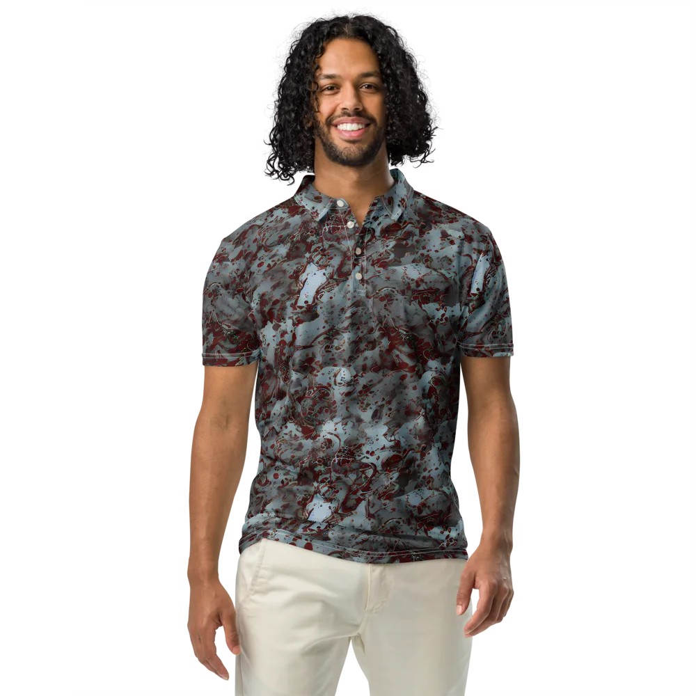 Crimson Undertow on Men's Slim Fit Polo Shirt — Front