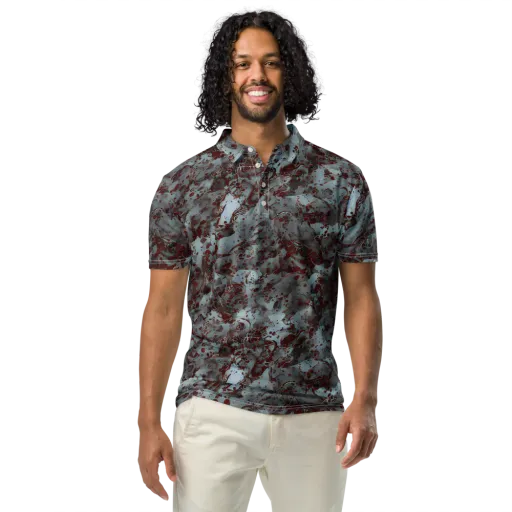 Crimson Undertow on a Men's Slim Fit Polo Shirt