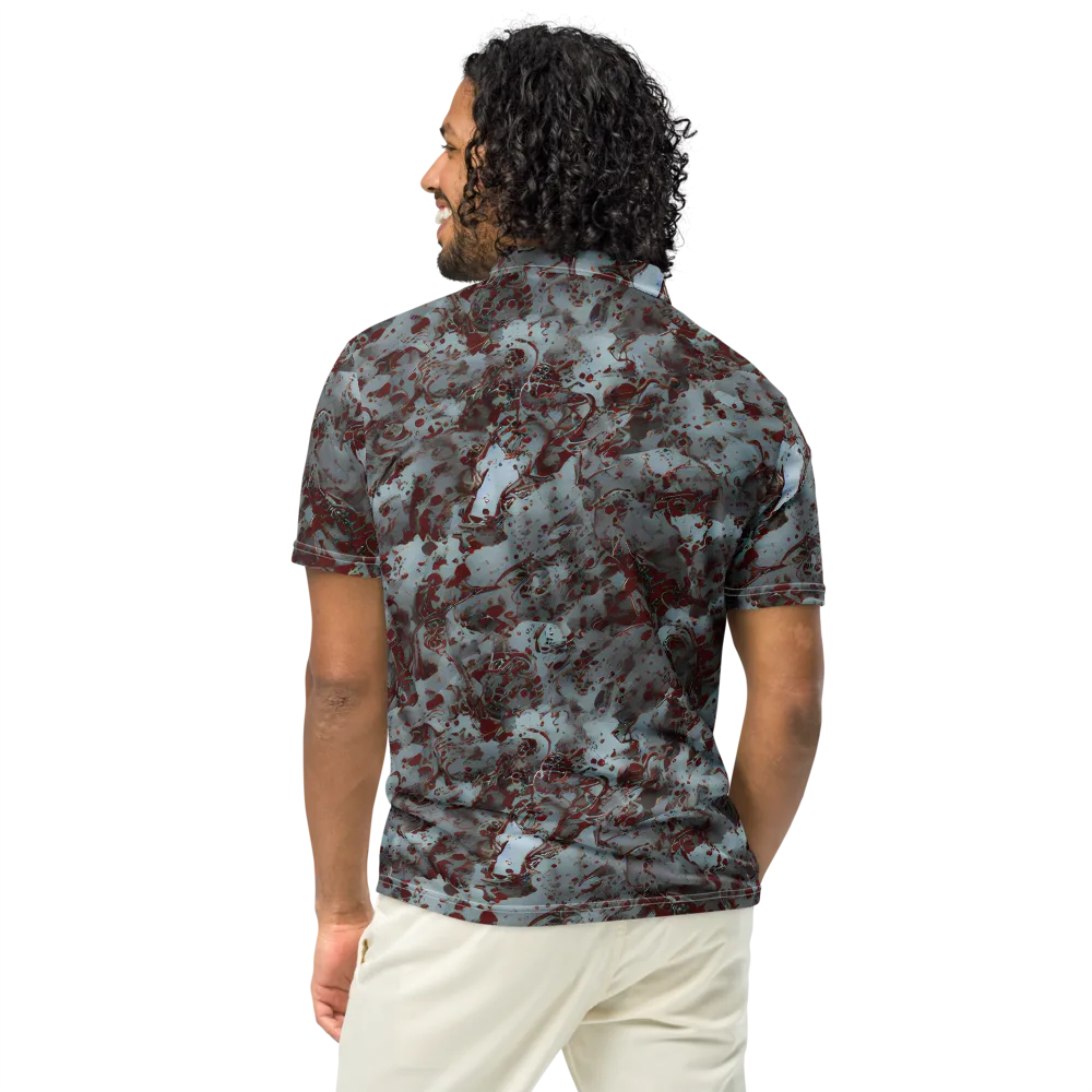 Crimson Undertow on Men's Slim Fit Polo Shirt — Back