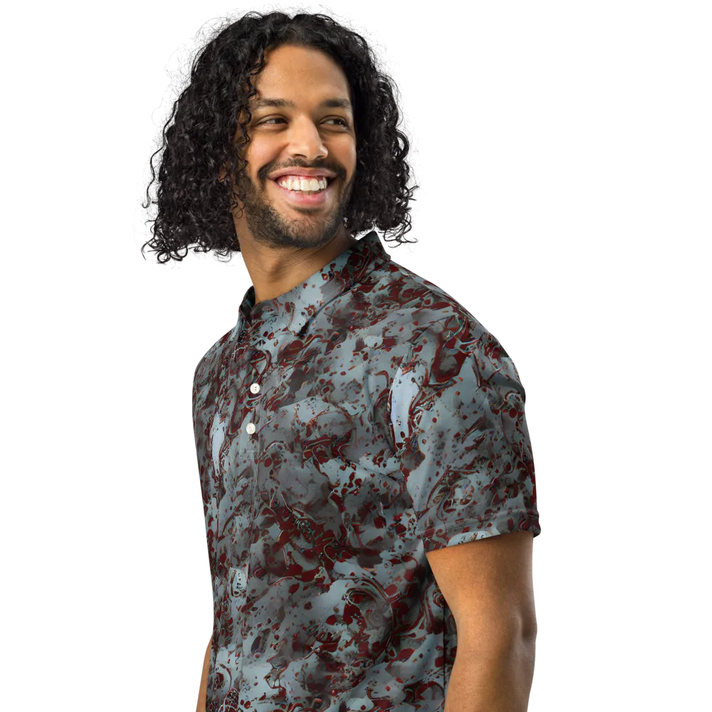 Crimson Undertow on Men's Slim Fit Polo Shirt — Left Front