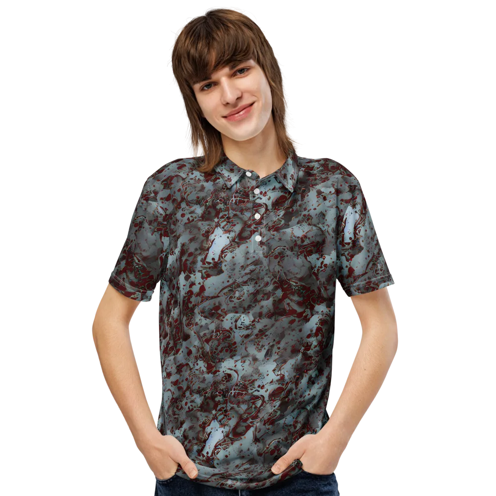 Crimson Undertow on Men's Slim Fit Polo Shirt — Front