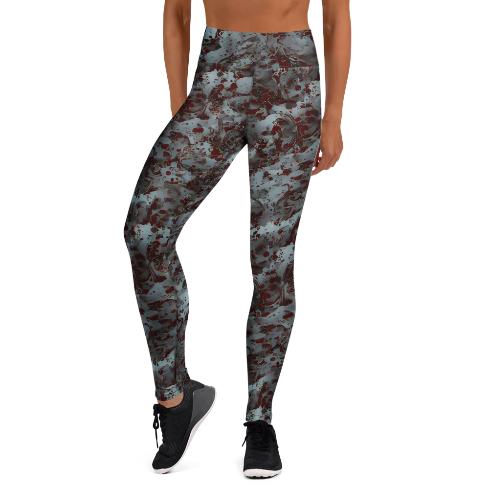Crimson Undertow on Yoga Leggings — Front
