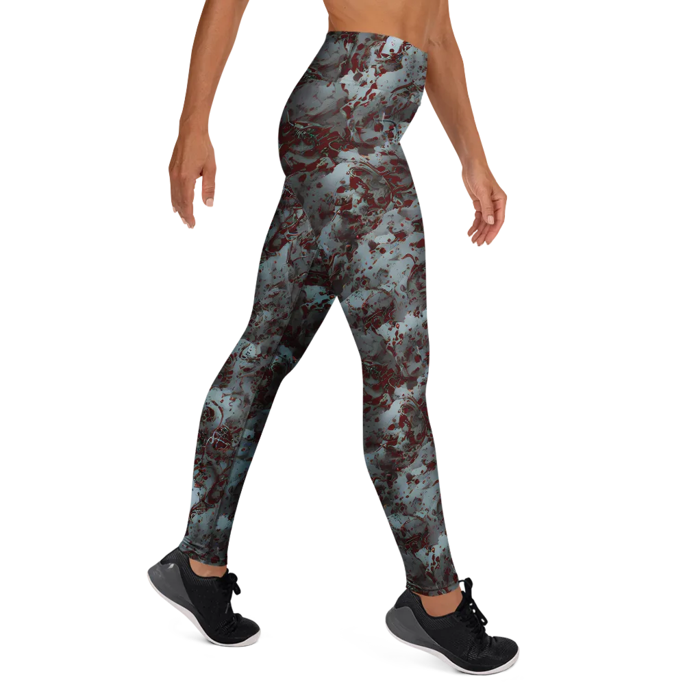 Crimson Undertow on Yoga Leggings — Right
