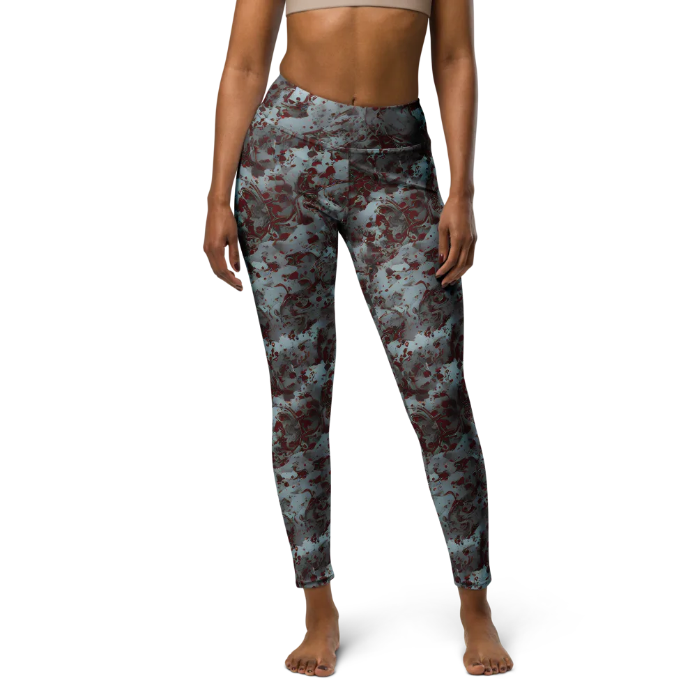Crimson Undertow on Yoga Leggings — Front