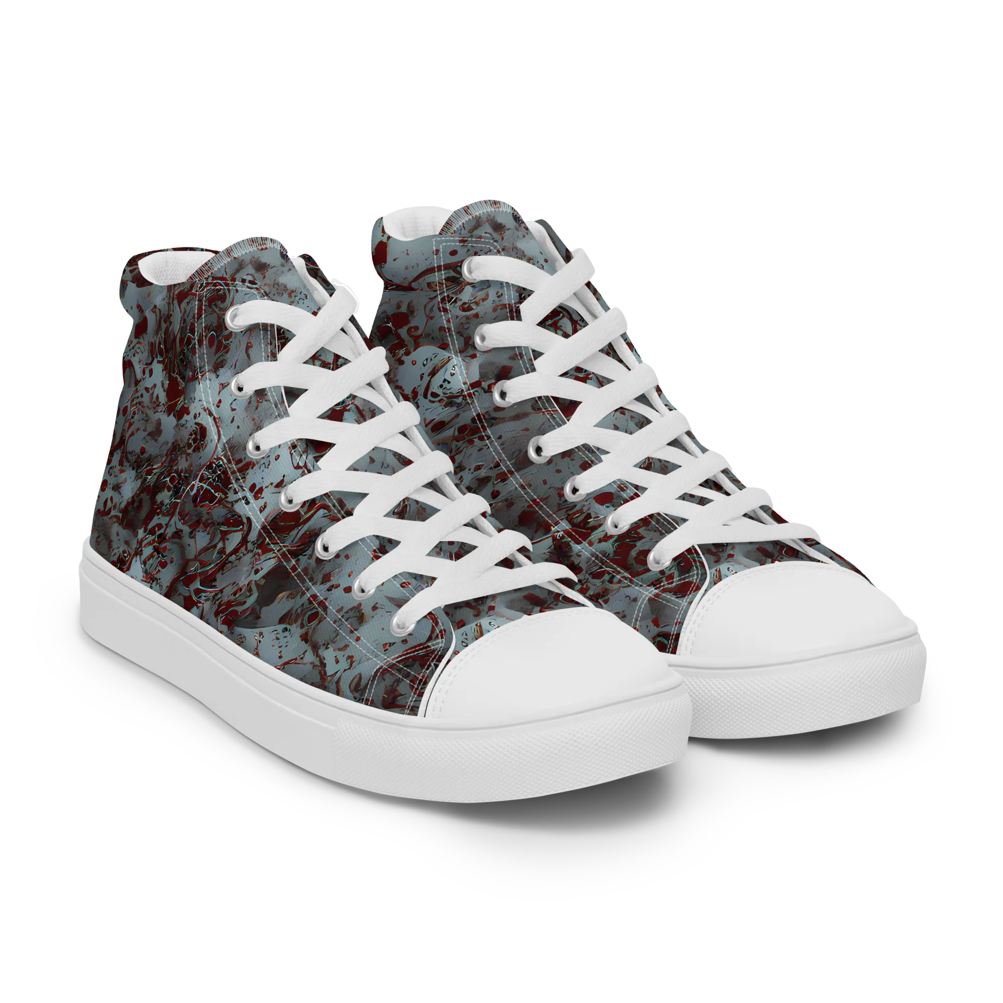 Crimson Undertow on Men's High Top Canvas Shoes — Right Front