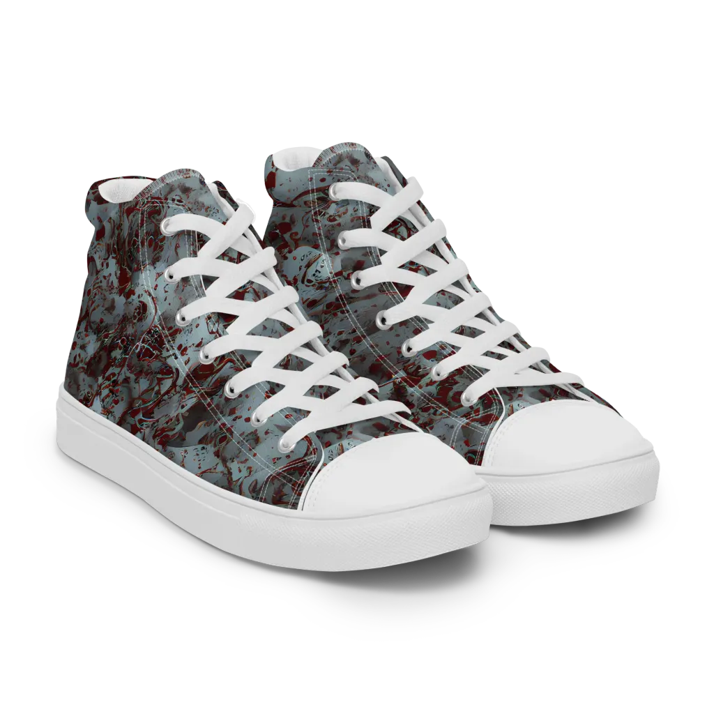 Crimson Undertow on Men's High Top Canvas Shoes — Right Front