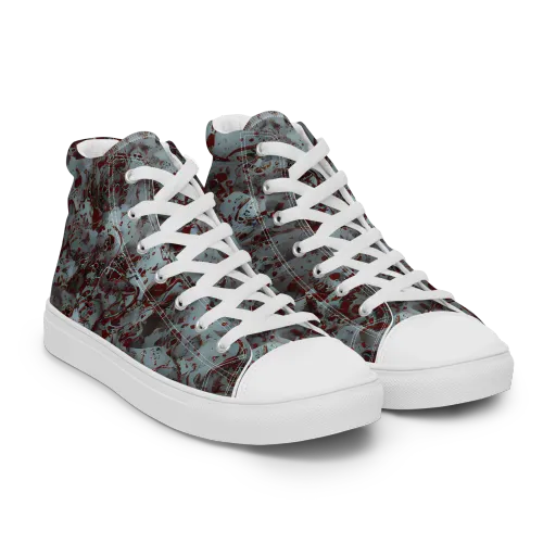 Crimson Undertow on a Men's High Top Canvas Shoes