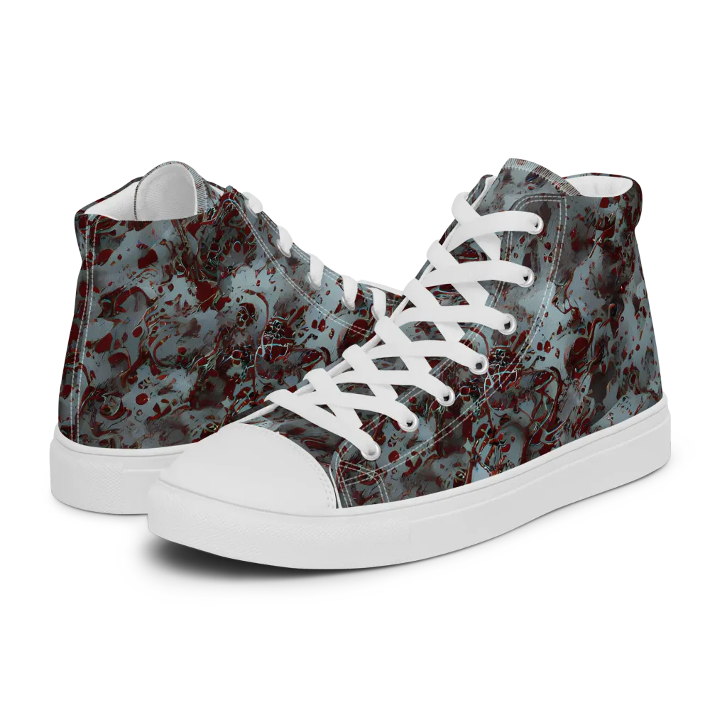 Crimson Undertow on Men's High Top Canvas Shoes — Left