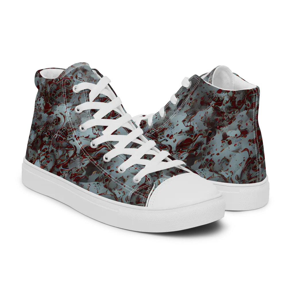Crimson Undertow on Men's High Top Canvas Shoes — Right