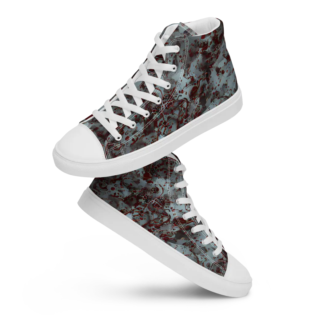 Crimson Undertow on Men's High Top Canvas Shoes — Front