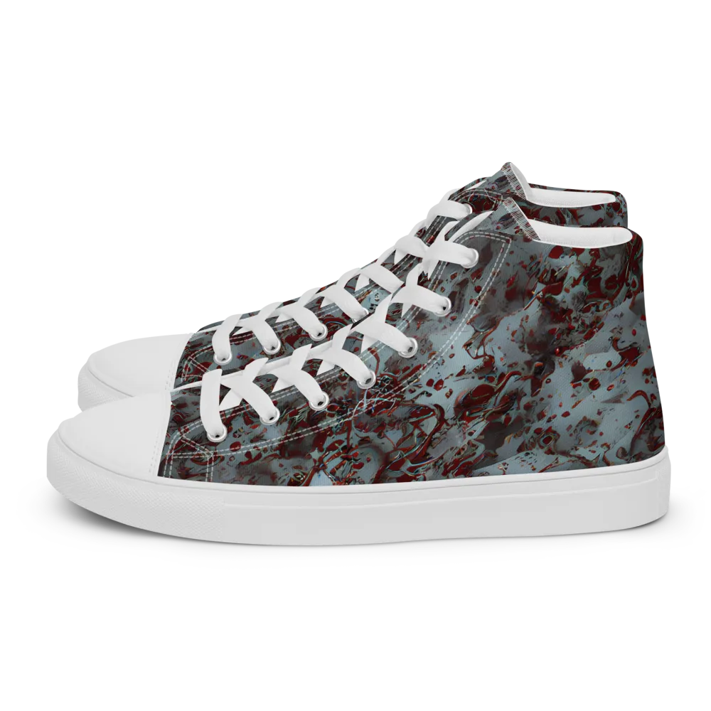 Crimson Undertow on Women's High Top Canvas Shoes — Left