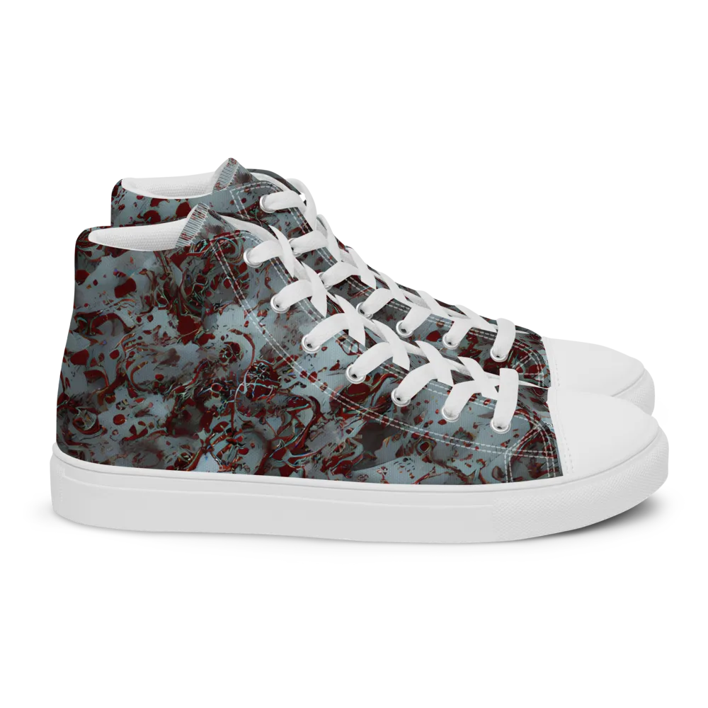 Crimson Undertow on Women's High Top Canvas Shoes — Right