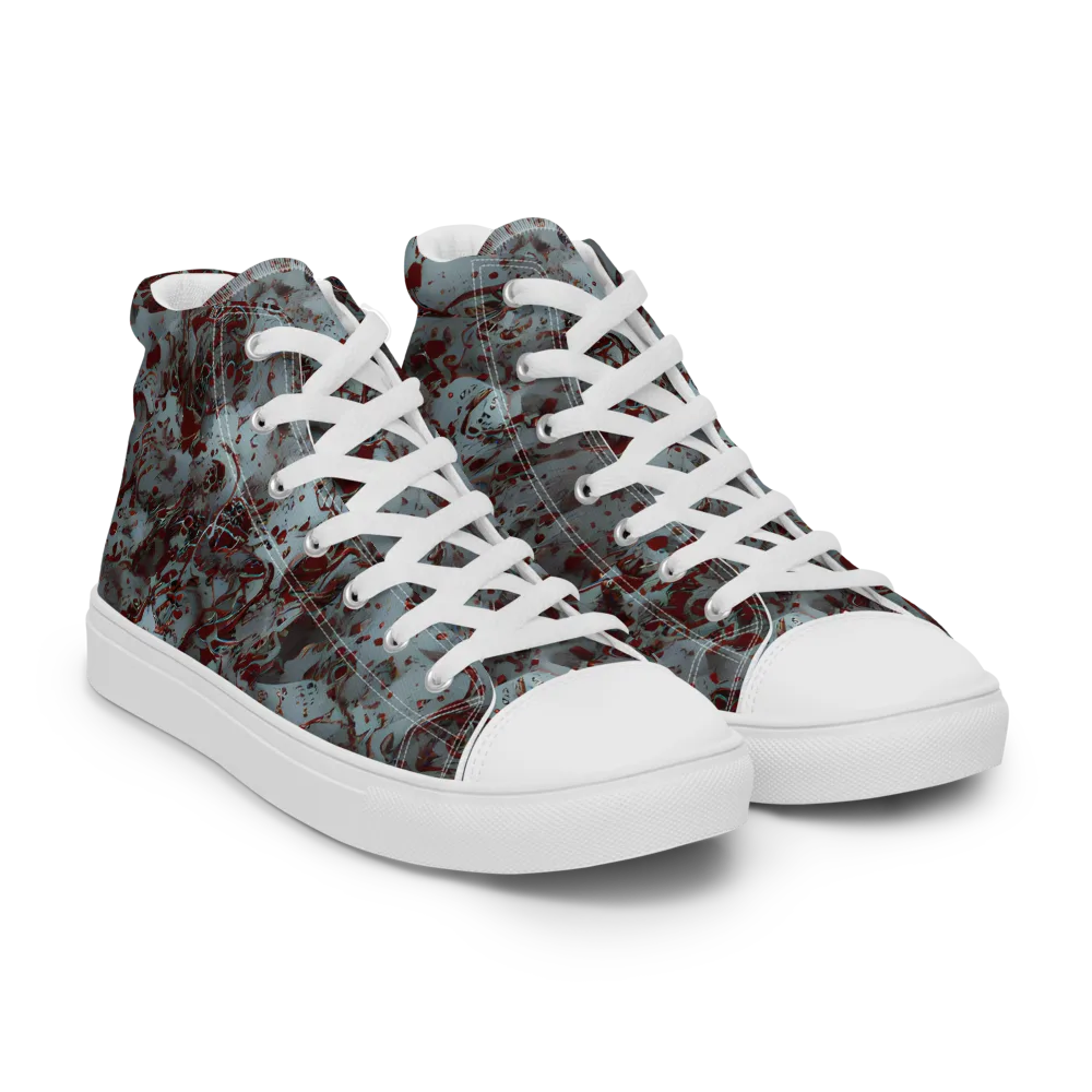 Crimson Undertow on Women's High Top Canvas Shoes — Right Front