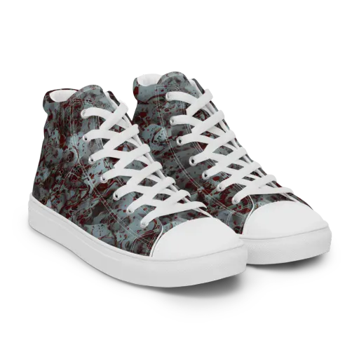 Crimson Undertow on a Women's High Top Canvas Shoes
