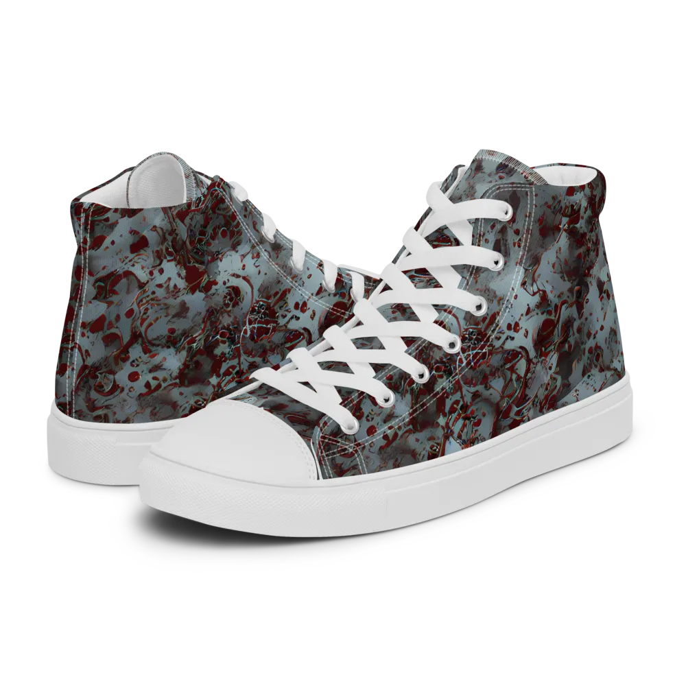 Crimson Undertow on Women's High Top Canvas Shoes — Left