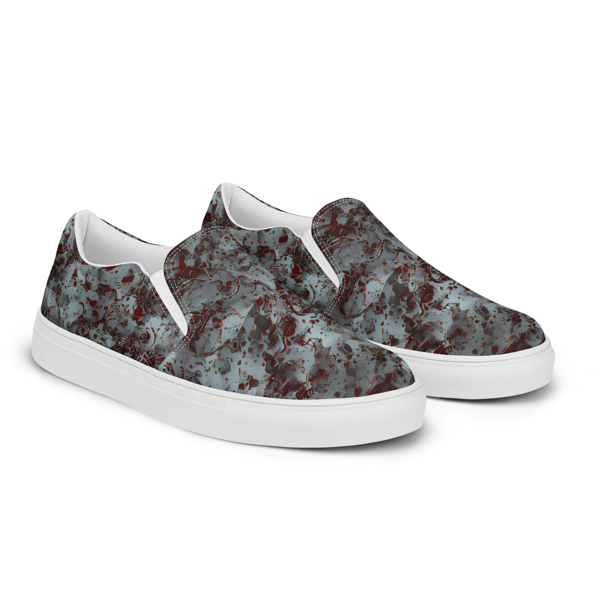 Crimson Undertow on Men's Slip-On Canvas Shoes — Right Front