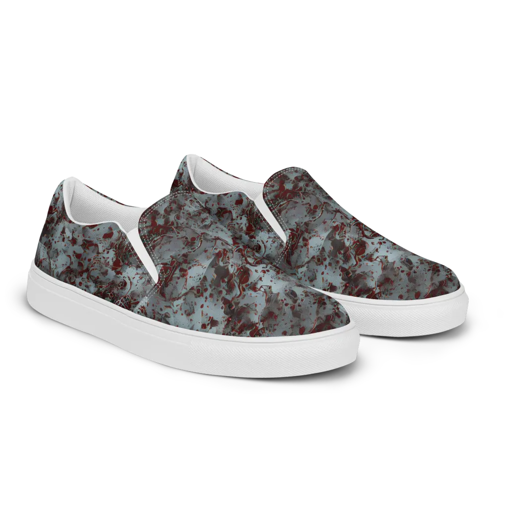 Crimson Undertow on Men's Slip-On Canvas Shoes — Right Front