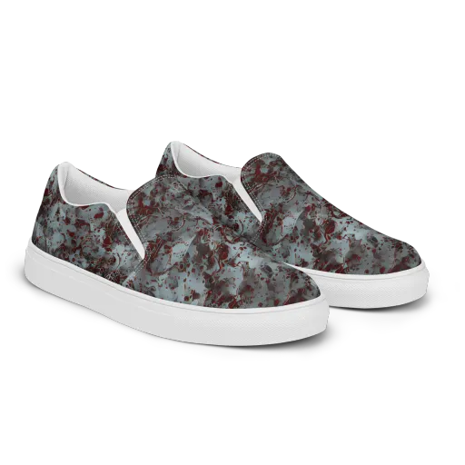 Crimson Undertow on a Men's Slip-On Canvas Shoes
