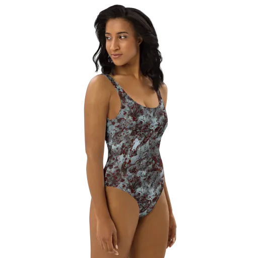 Crimson Undertow on a One-Piece Swimsuit