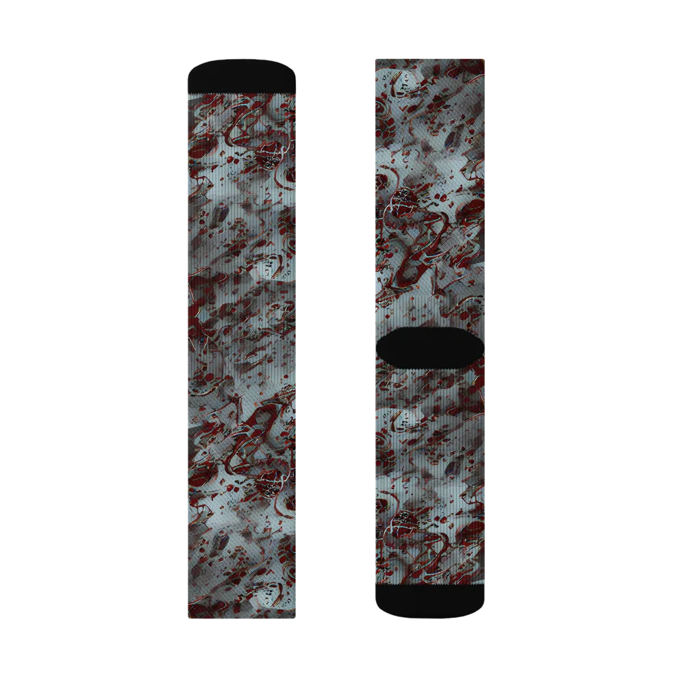 Crimson Undertow on Socks — Left Sock