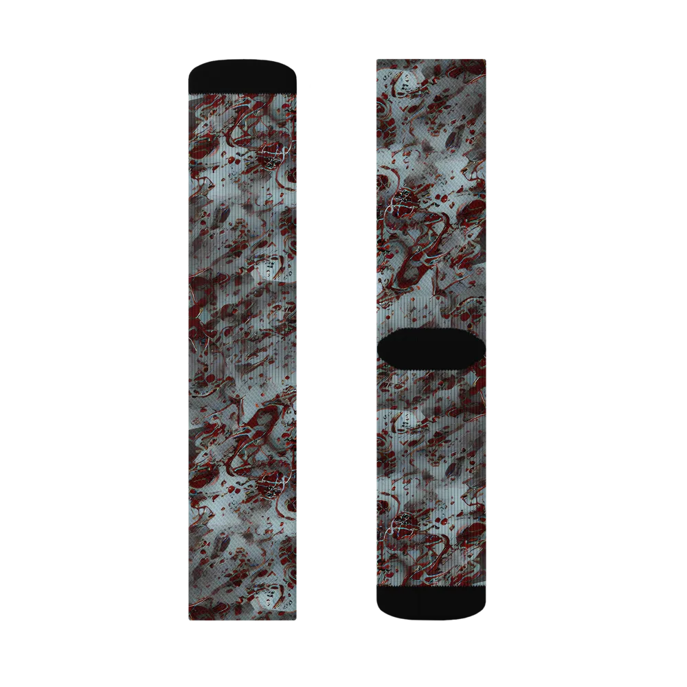 Crimson Undertow on Socks — Right Sock